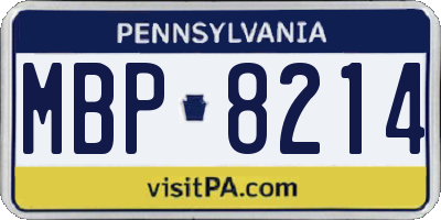 PA license plate MBP8214