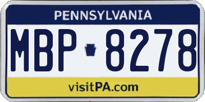 PA license plate MBP8278