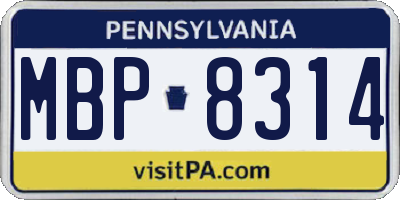 PA license plate MBP8314