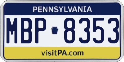 PA license plate MBP8353