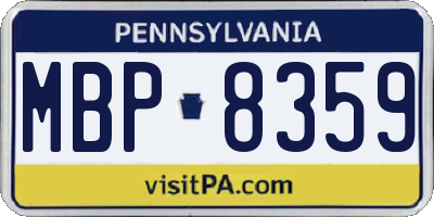PA license plate MBP8359