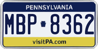 PA license plate MBP8362