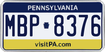 PA license plate MBP8376