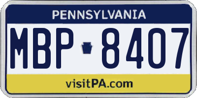 PA license plate MBP8407