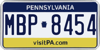 PA license plate MBP8454