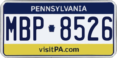 PA license plate MBP8526