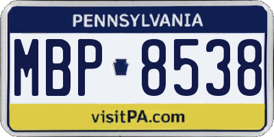 PA license plate MBP8538