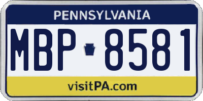 PA license plate MBP8581