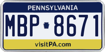 PA license plate MBP8671