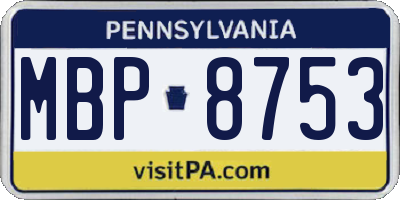 PA license plate MBP8753