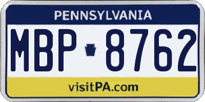 PA license plate MBP8762