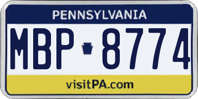PA license plate MBP8774