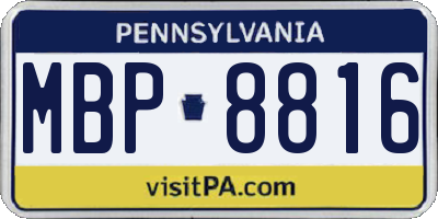 PA license plate MBP8816