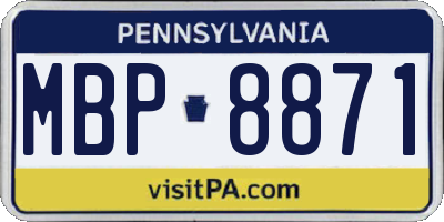 PA license plate MBP8871