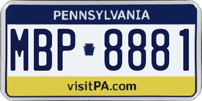PA license plate MBP8881
