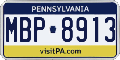 PA license plate MBP8913