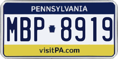 PA license plate MBP8919