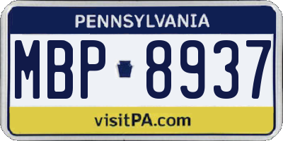 PA license plate MBP8937