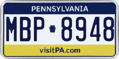 PA license plate MBP8948