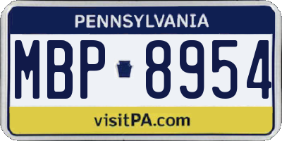 PA license plate MBP8954