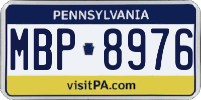 PA license plate MBP8976