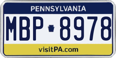 PA license plate MBP8978