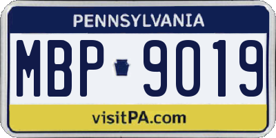 PA license plate MBP9019
