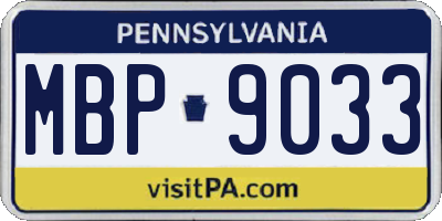 PA license plate MBP9033