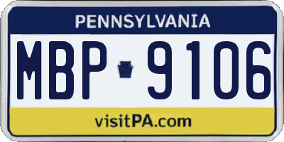 PA license plate MBP9106