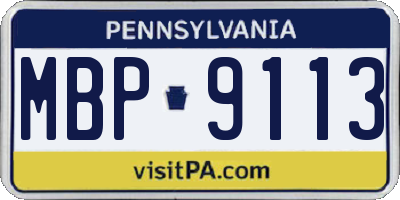 PA license plate MBP9113
