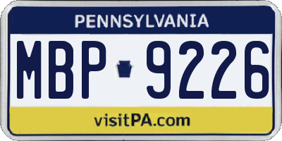 PA license plate MBP9226