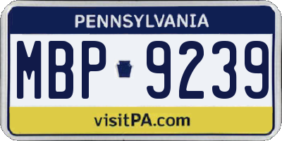 PA license plate MBP9239