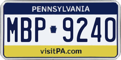 PA license plate MBP9240