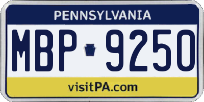 PA license plate MBP9250