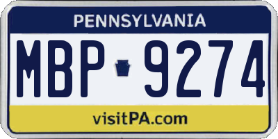 PA license plate MBP9274