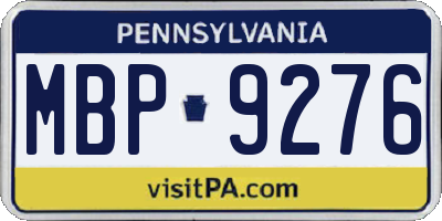 PA license plate MBP9276