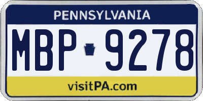 PA license plate MBP9278