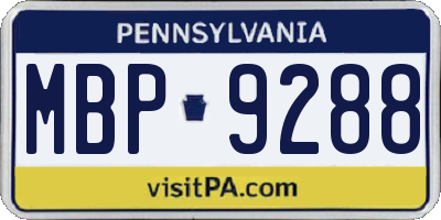 PA license plate MBP9288