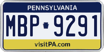 PA license plate MBP9291