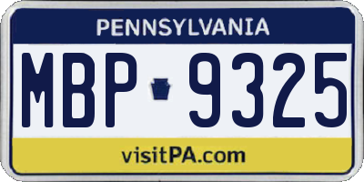 PA license plate MBP9325