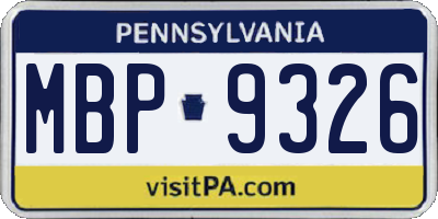 PA license plate MBP9326