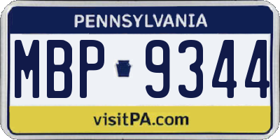 PA license plate MBP9344