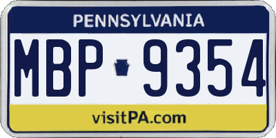 PA license plate MBP9354