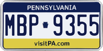 PA license plate MBP9355