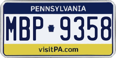 PA license plate MBP9358
