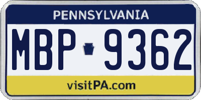 PA license plate MBP9362