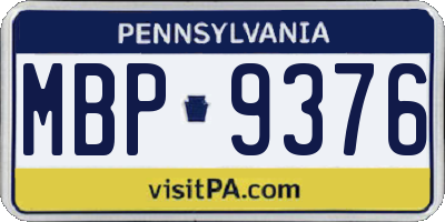 PA license plate MBP9376