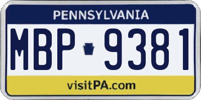 PA license plate MBP9381