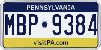 PA license plate MBP9384