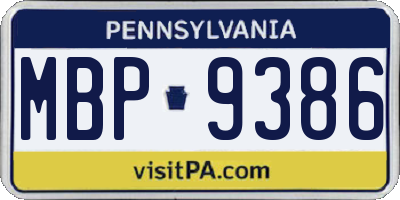 PA license plate MBP9386